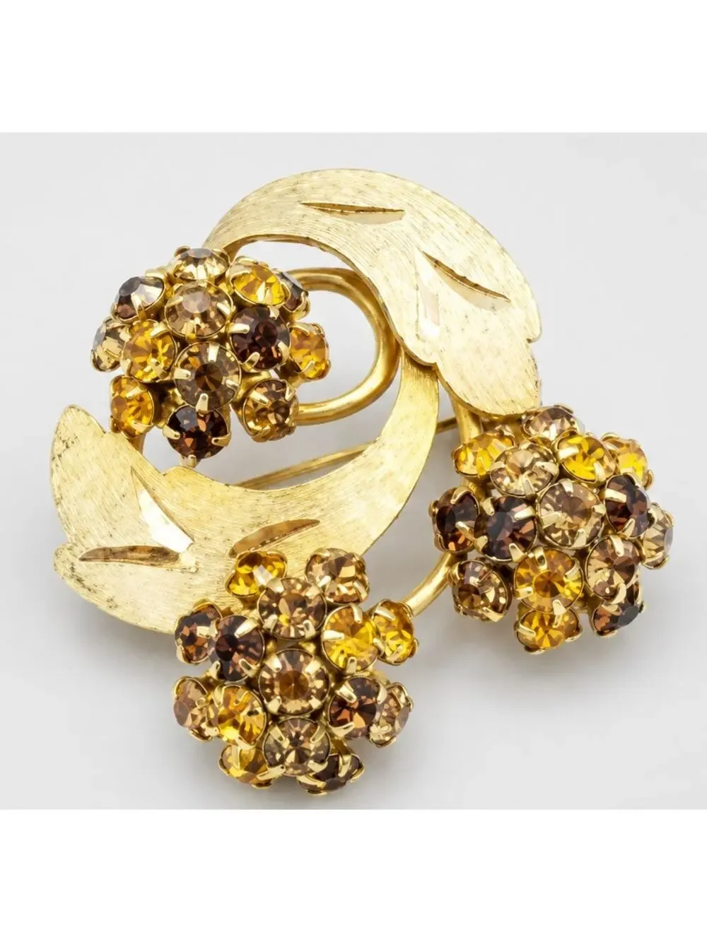 Rhinestone Flower Brooch Pin 2.5